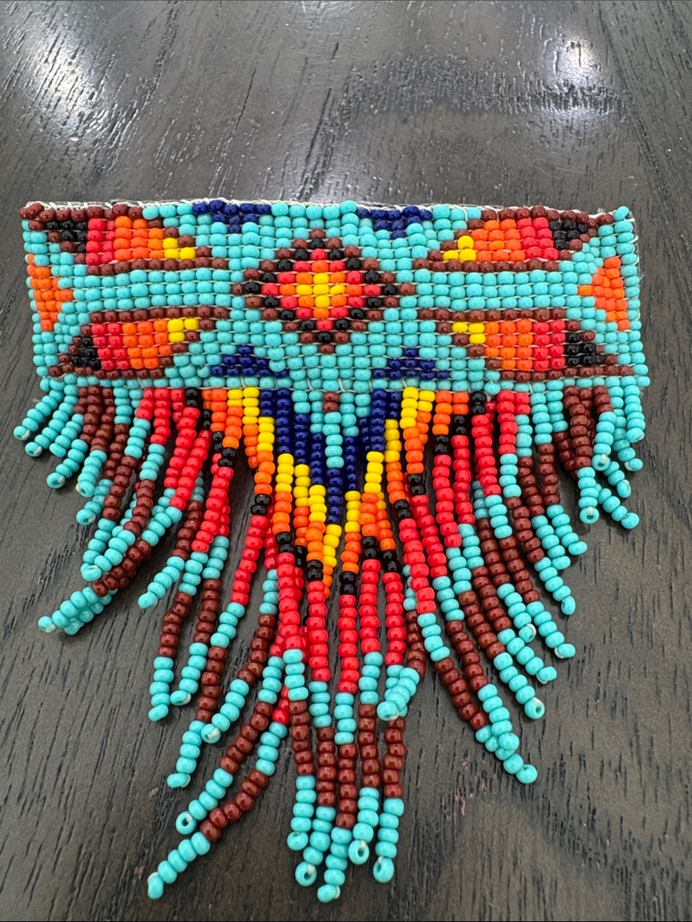 Handmade Turquoise Beaded Fringe Hair Accessory